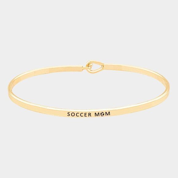 "SOCCER MOM" Gold Thin Metal Hook Bracelet - Picture 4 of 4